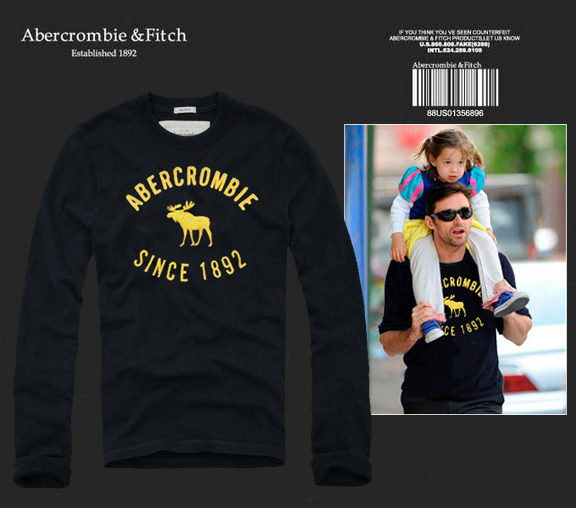 Abercrombie Fitch Hombres De Cuello Redondo Con Gente Fotos Largo Remera AF6065